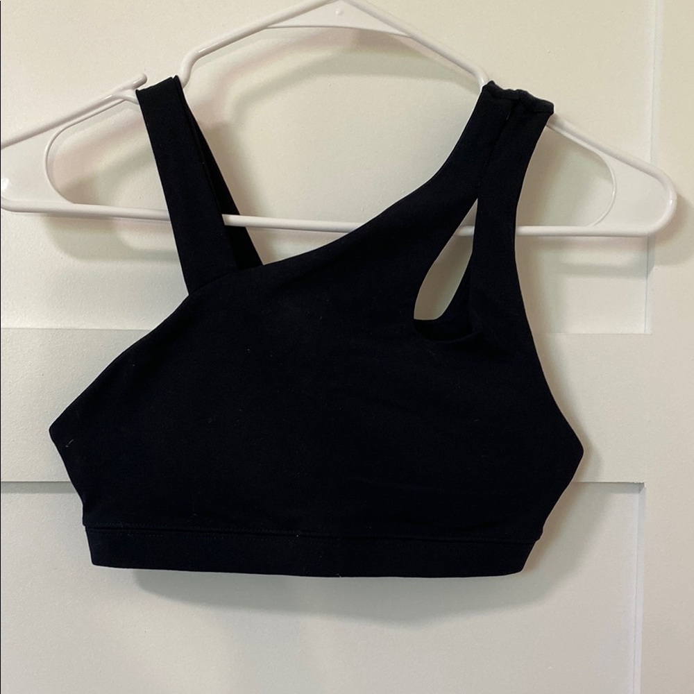 Forever 21 Asymmetrical Black Removable Pad Active Sports Bra Small